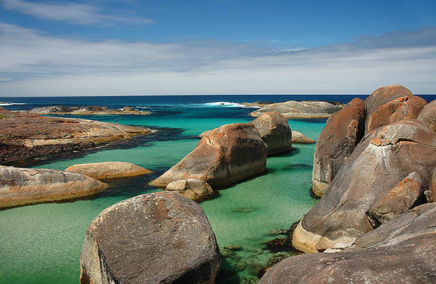 Smooth rock formations in the water at Elephant Rocks