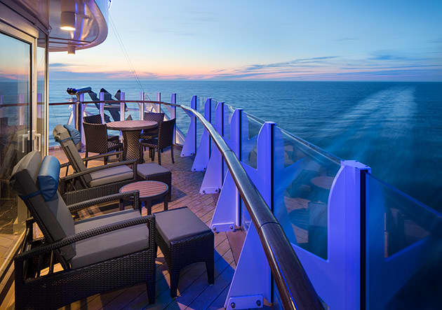 A large private balcony on a cruise ship