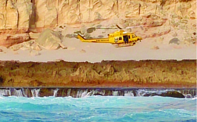 The RAC helicopter in action