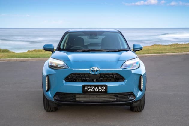Front facing blue Toyota Yaris Cross