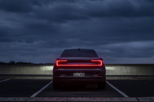 Back of Polestar 2 at night