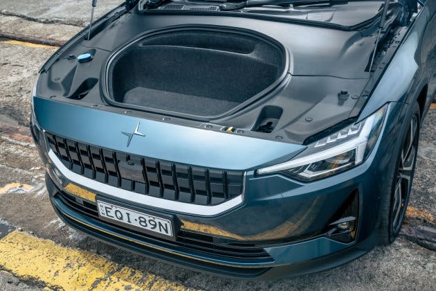 Under bonnet of Polestar 2