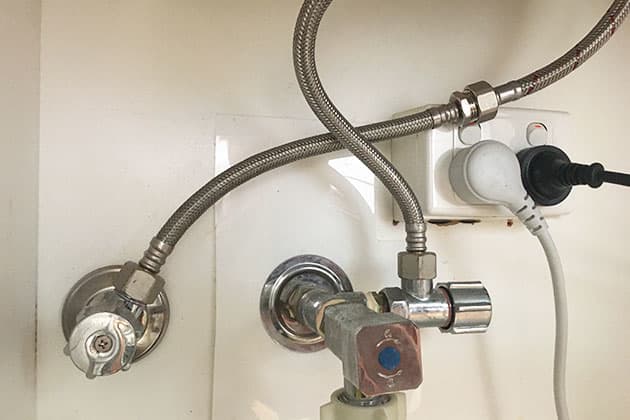 Flexi hose under a sink