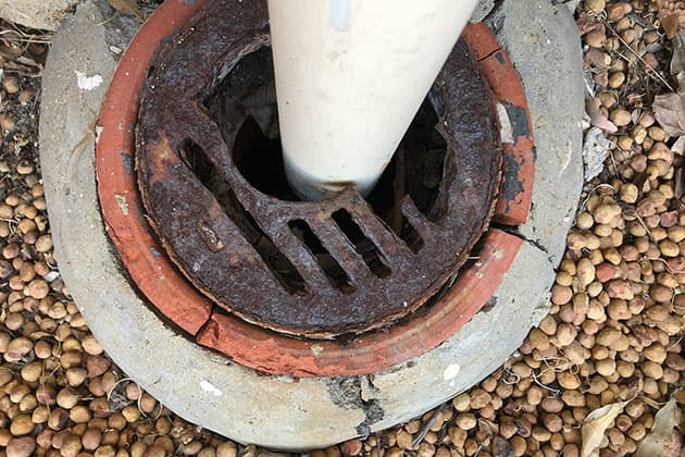 Rusted outdoor drain