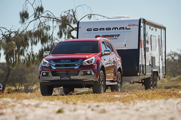 Car towing caravan