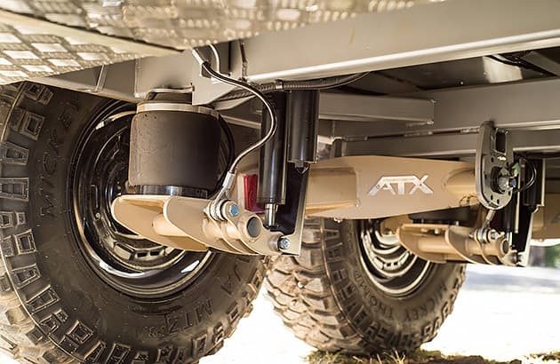 View underneath an Elite Goulburn 1810-ATX-Air-24 trailer