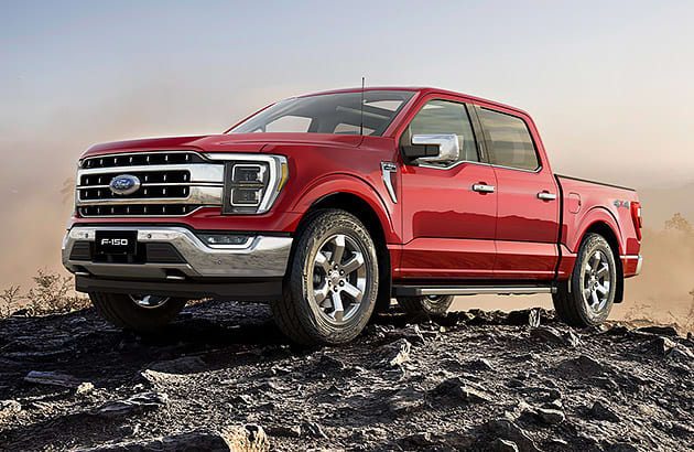 A Ford F-150 Lariat parked on a rocky surface