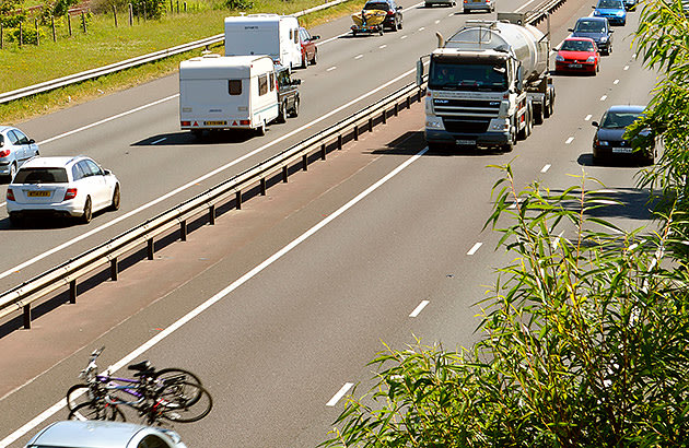 Caravans travelling along a highway