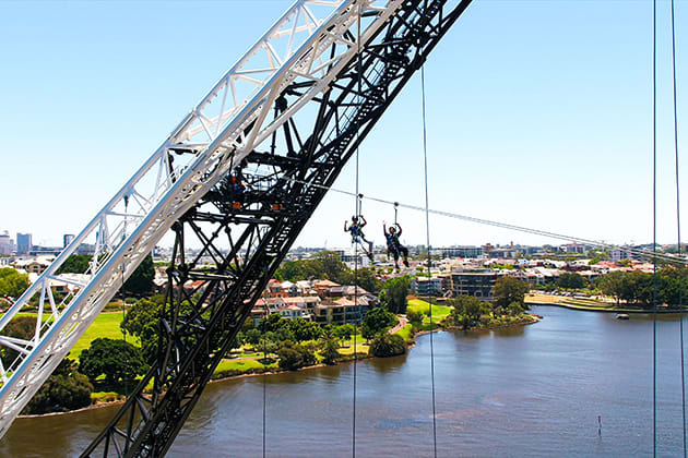 People on a zip line