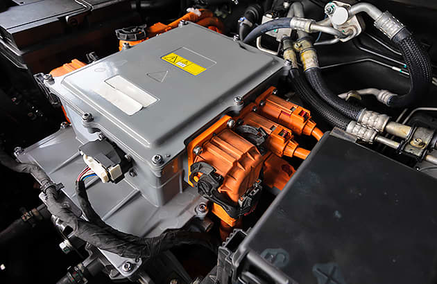 A close up of an EV battery