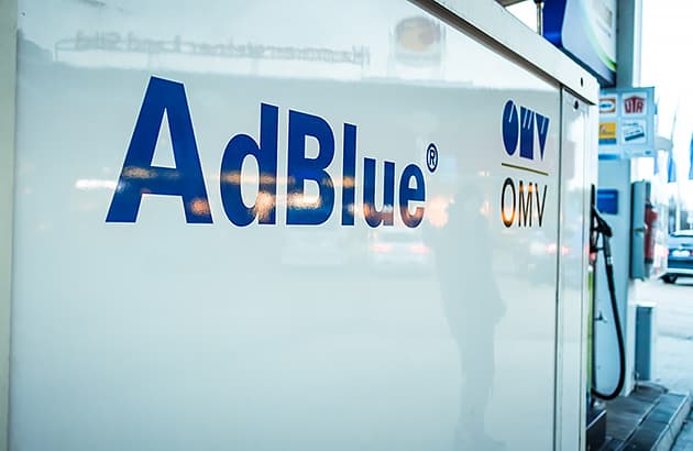An AdBlue bowser in a fuel station
