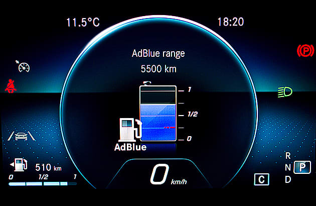 An AdBlue gauge on a car dashboard
