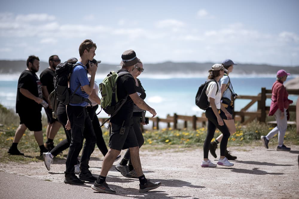 A group of hikers on a coast trail near Esperance