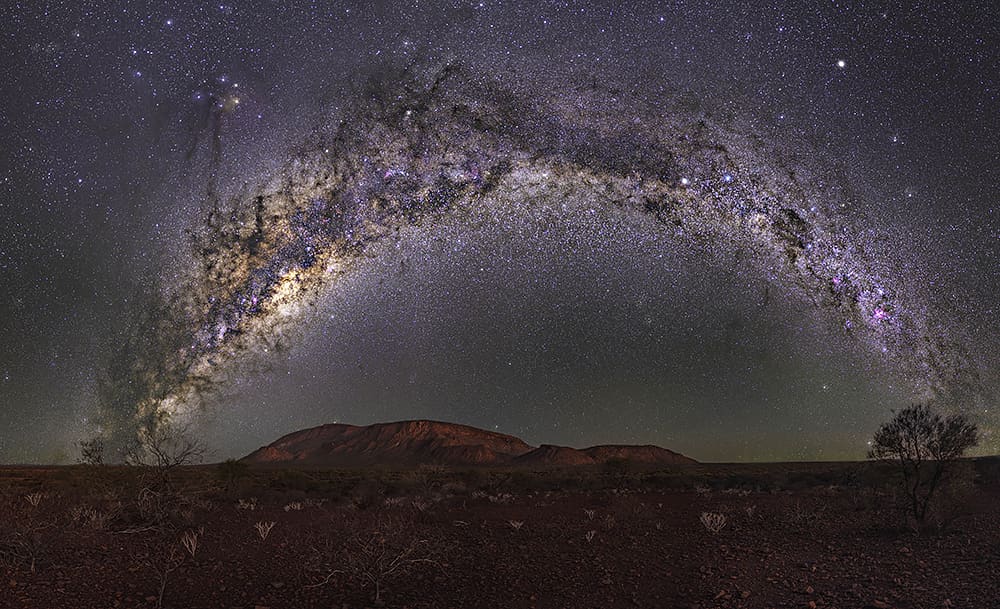 A long exposure photograph showing the Milky Way over Mt. Augustus.