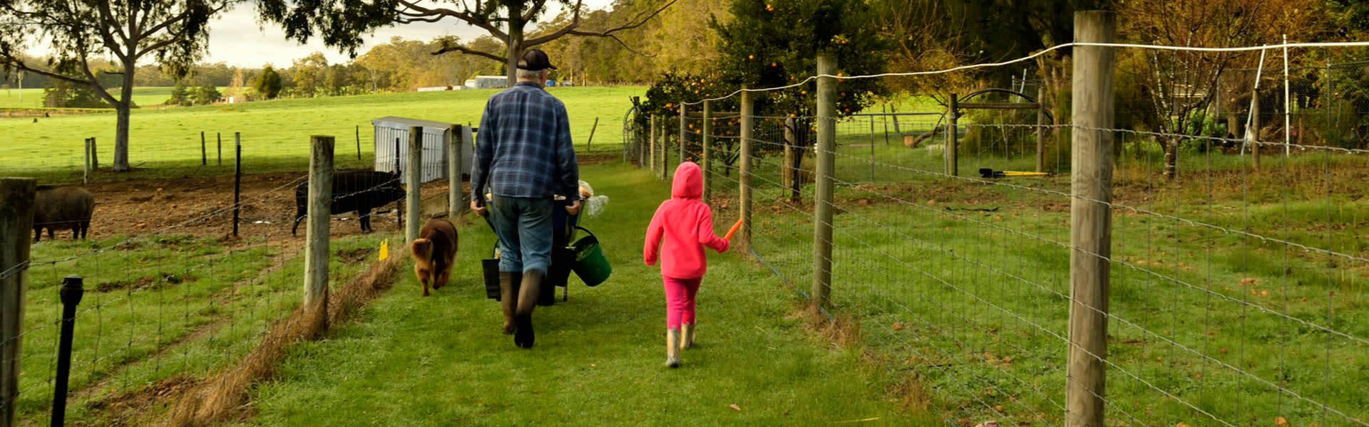 Farmer and child on the land