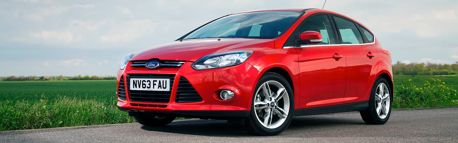 A red Ford Focus LW