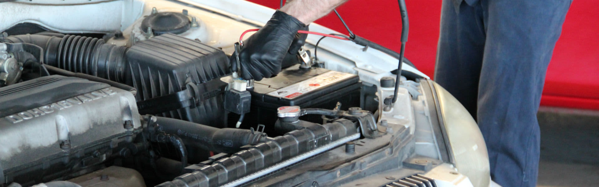 A car battery being tested