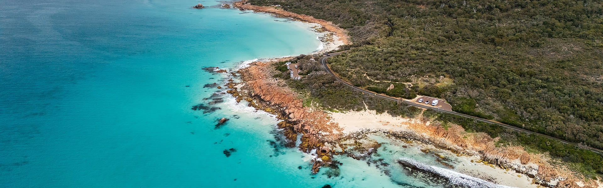 An aerial photo of the coastline near Dunsborough