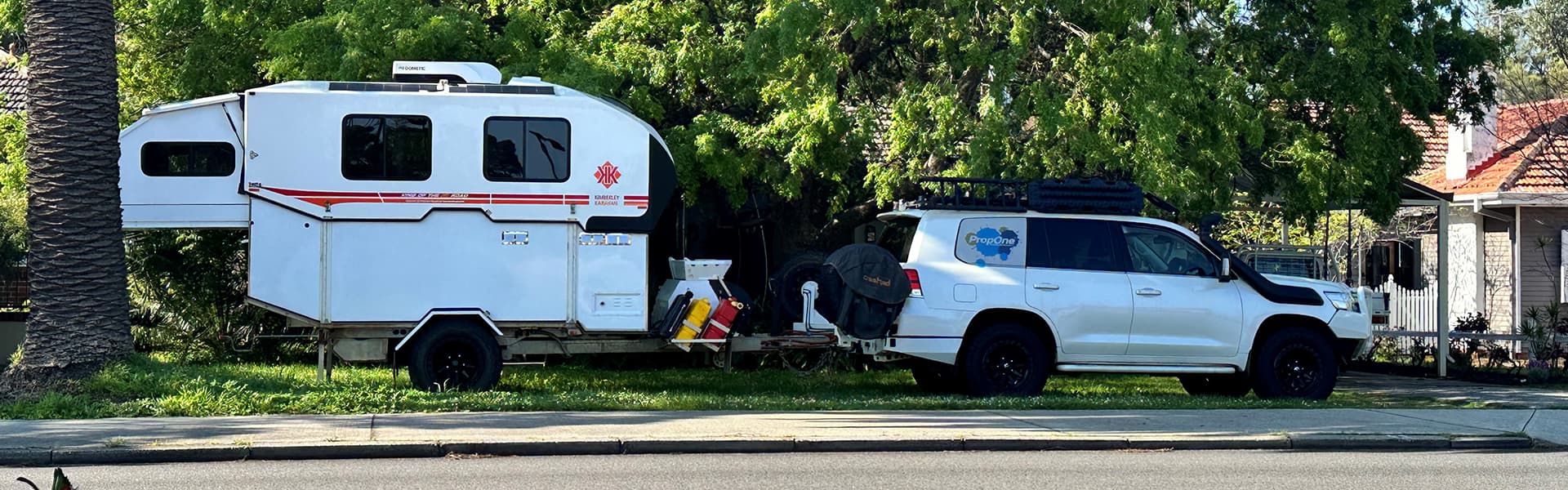 A 4WD with a caravan hitched to it