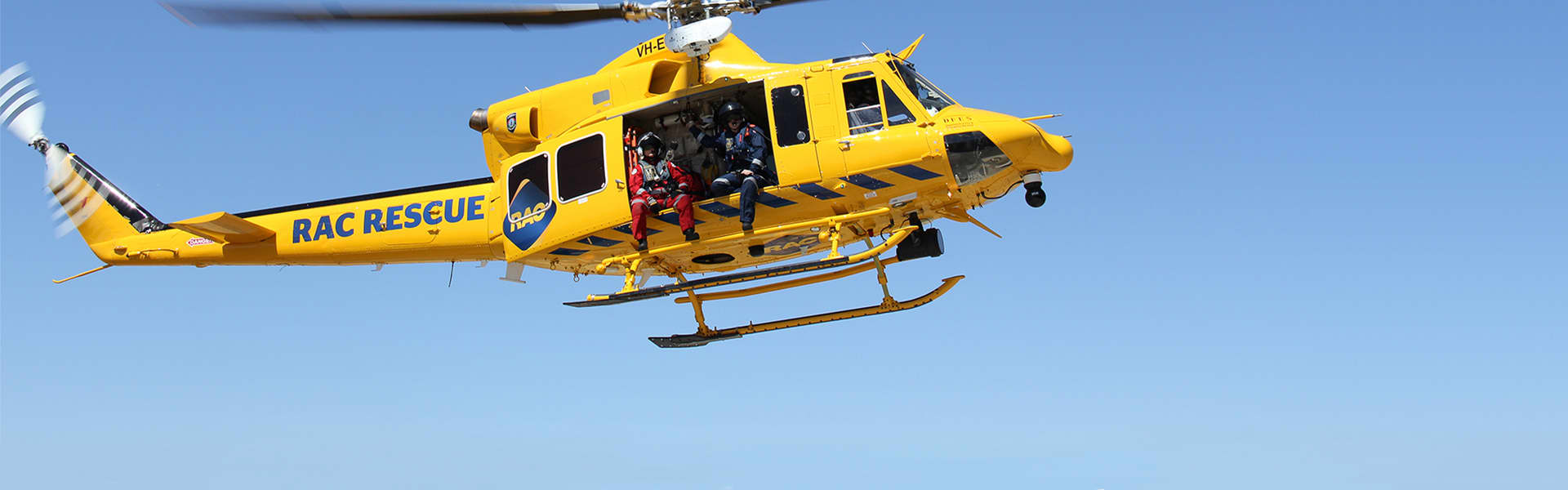 An RAC Rescue helicopter in the sky