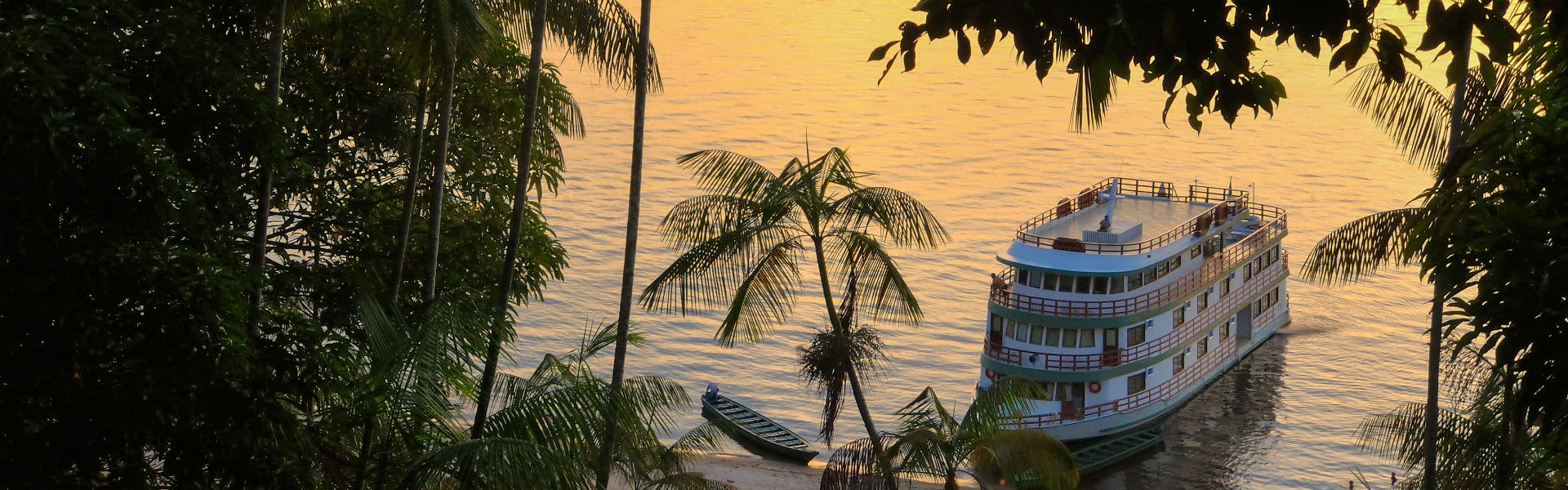 A ship moored on the banks of the Amazon river