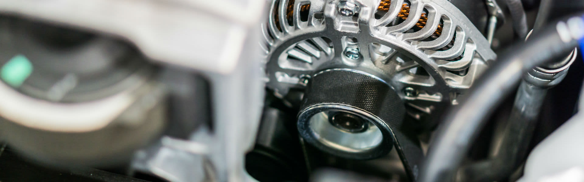 An alternator and fan belt