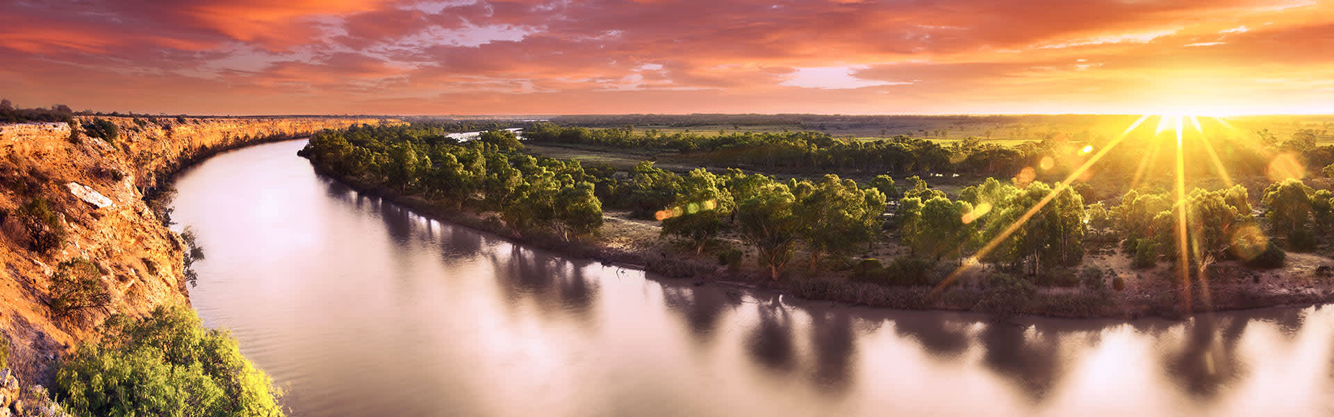 Sun setting on the Murray River