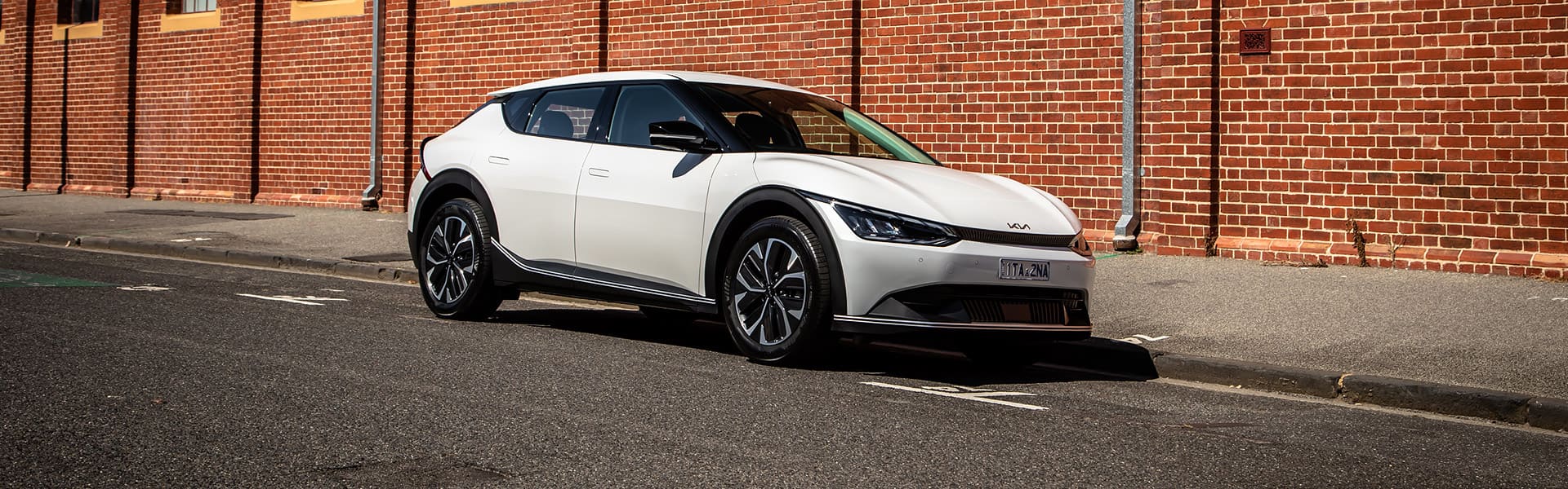 A white Kia EV 6