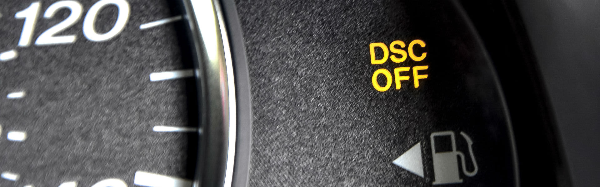 A dashboard with warning lights