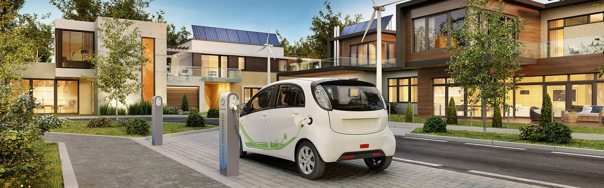 Image of a car charging outside home