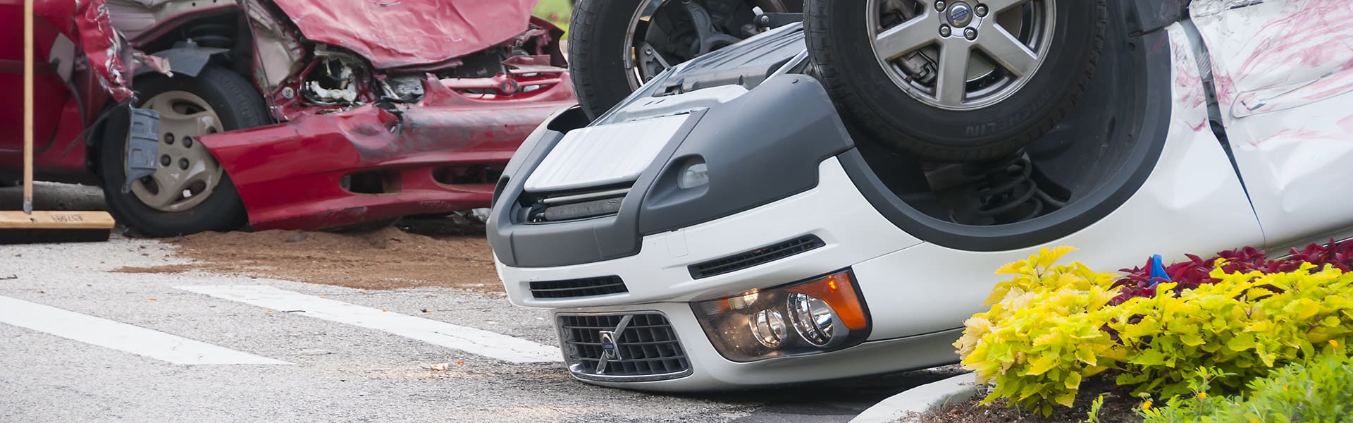 Two cars attended by emergency services after a major crash