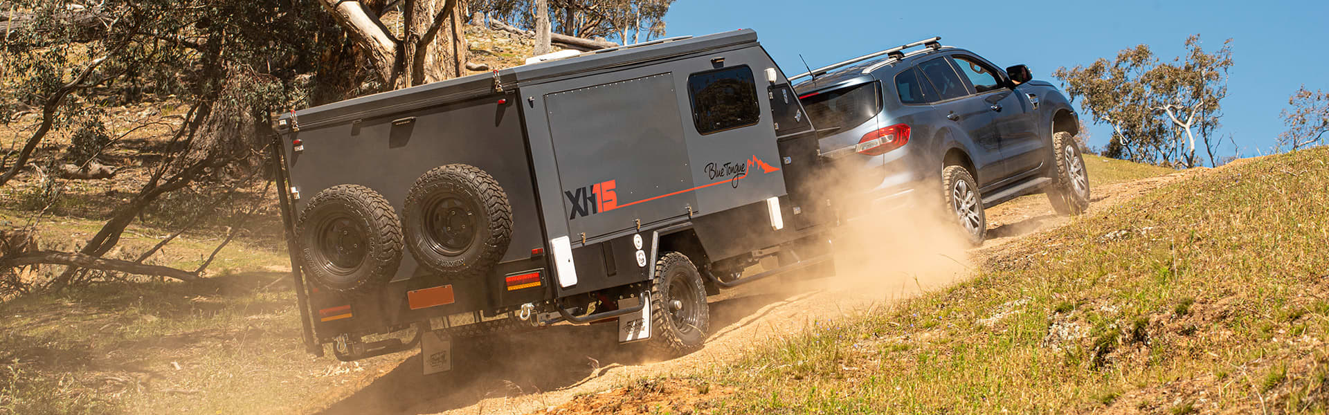 Caravan driving uphill