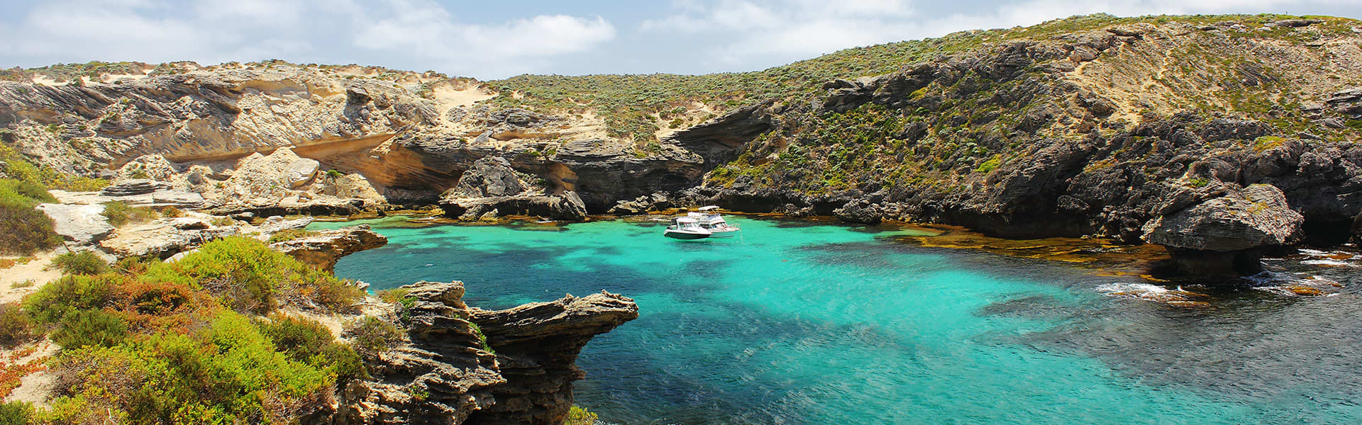 Boat inside a cove