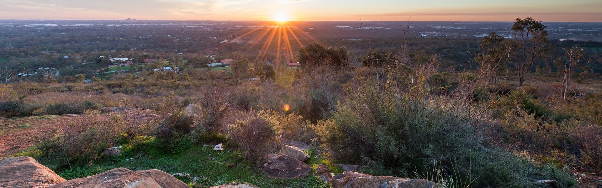 Sunset over Kalamunda hills.