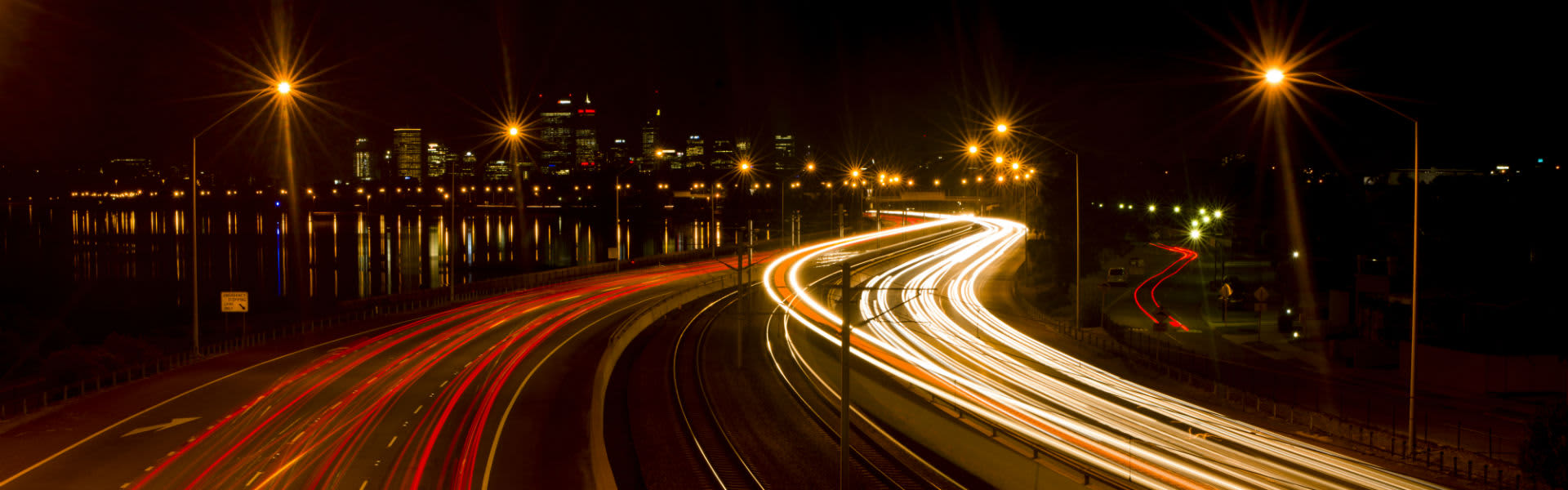 Perth freeway at night
