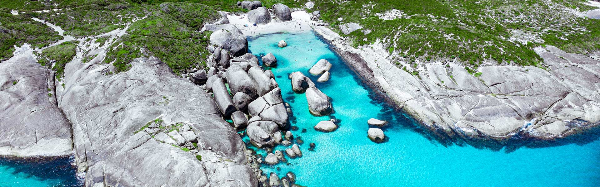aeriel view of elephant rocks in denmark
