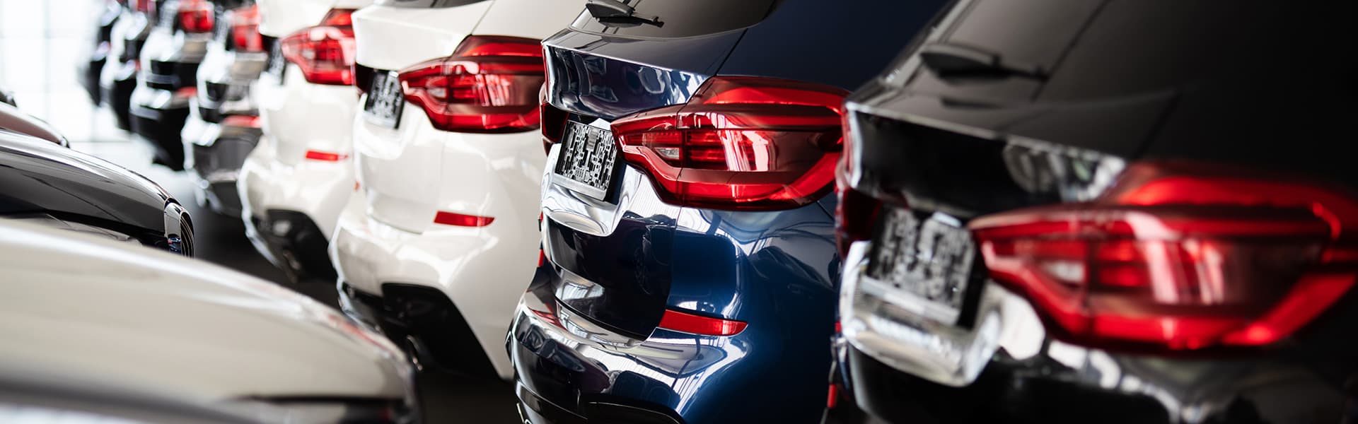 Row of cars at a dealership