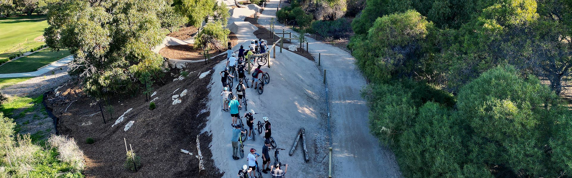 Mountain bike riders line up at Boo Park in Fremantle
