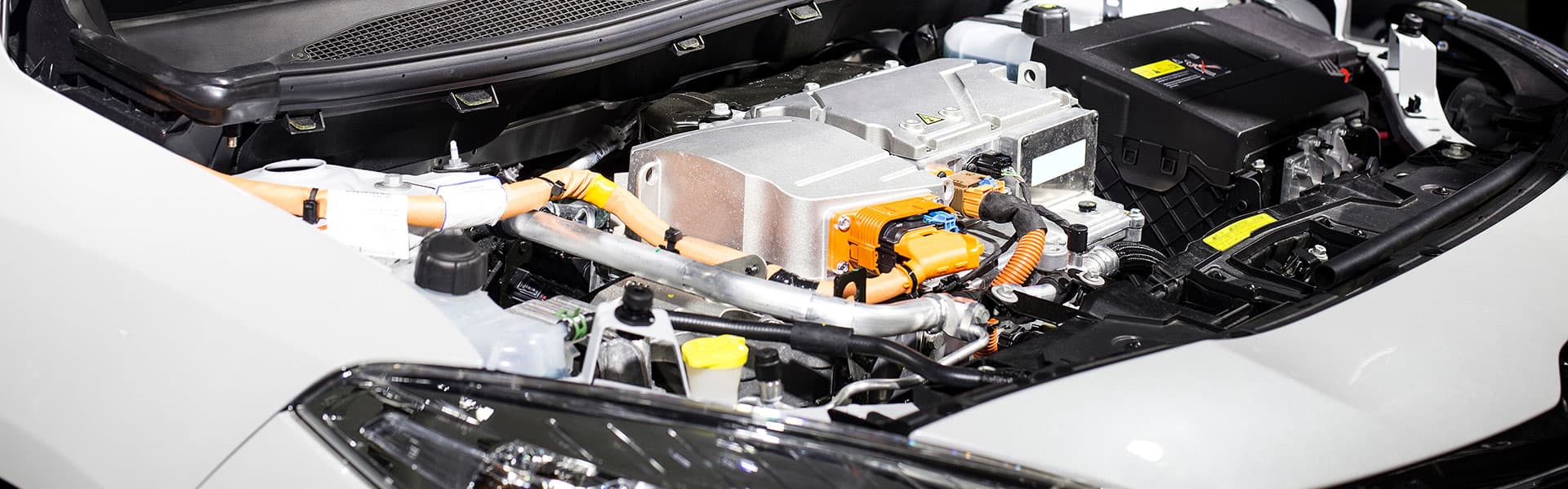 Close up of electric car engine