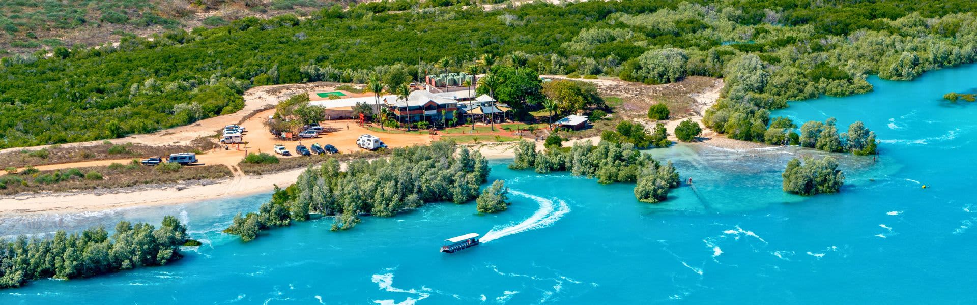 Aerial view of Willie Creek Pearl Farm, Broome