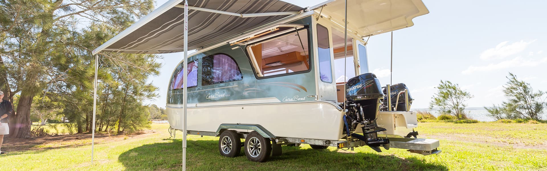 Caravan with a motor attached