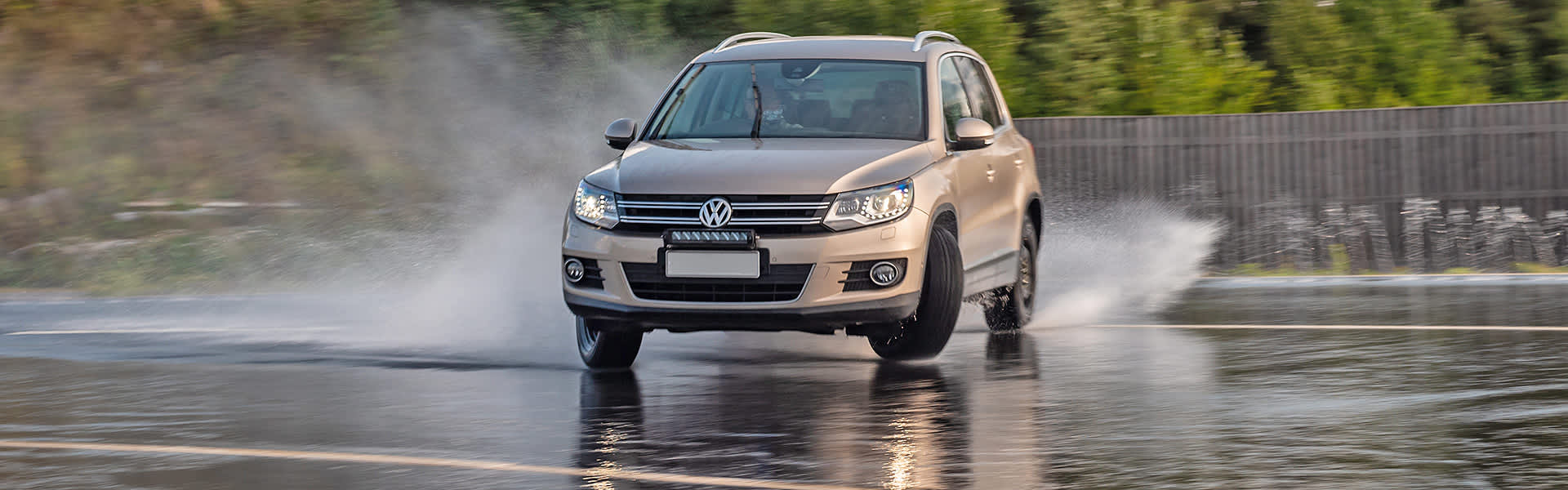 Car skidding on a wet road