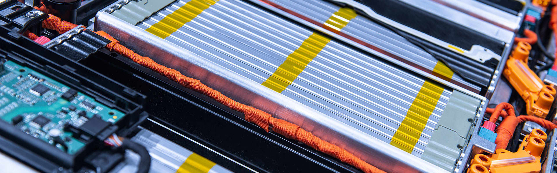 Close-up of lithium ion batteries