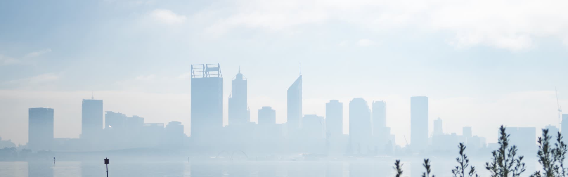Perth skyline on a day with bad smoke haze