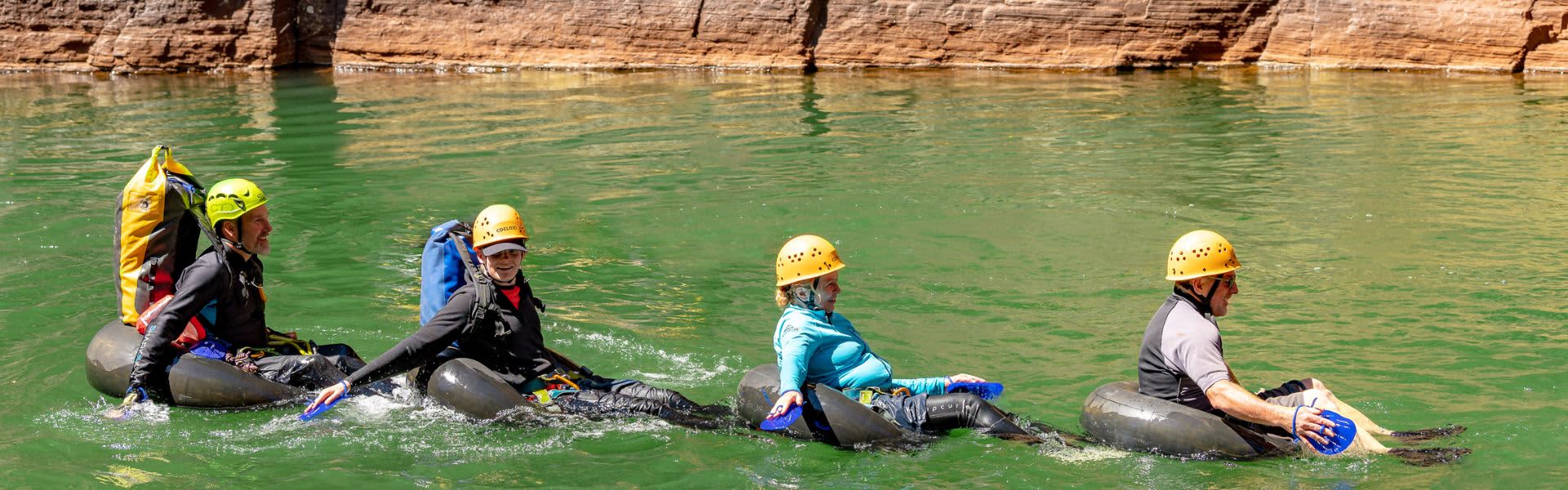 Group of adults touring the canyons in Karijini