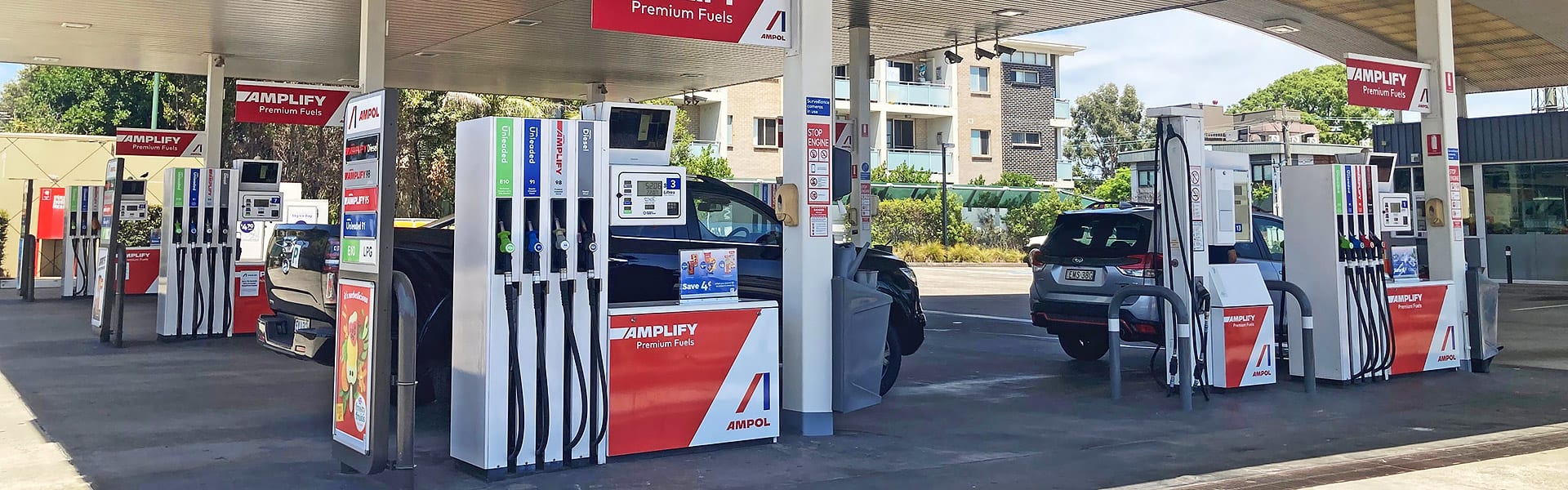 A fuel station forecourt