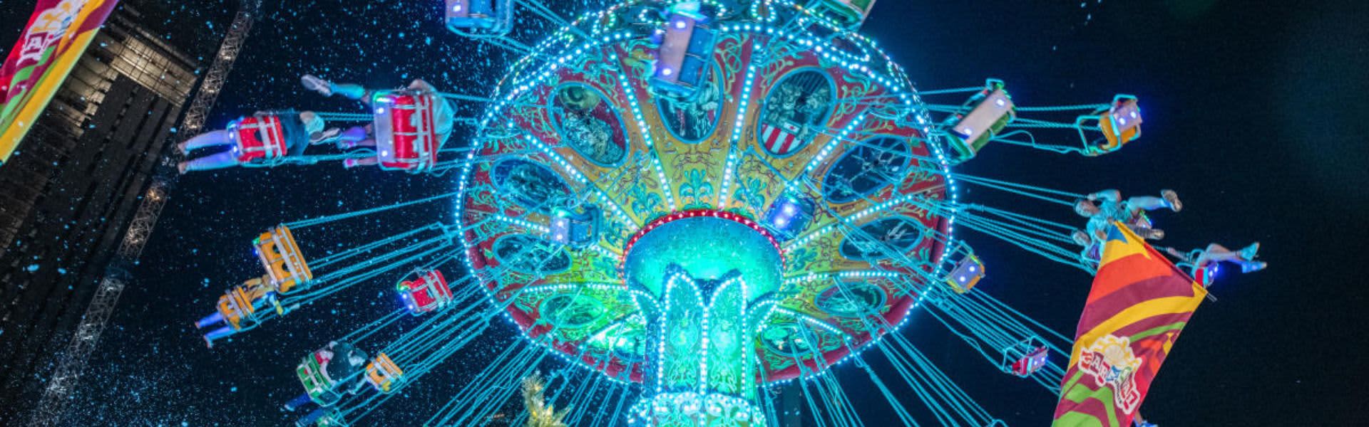 carnival ride at Elizabeth Quay fun fair at nighttime