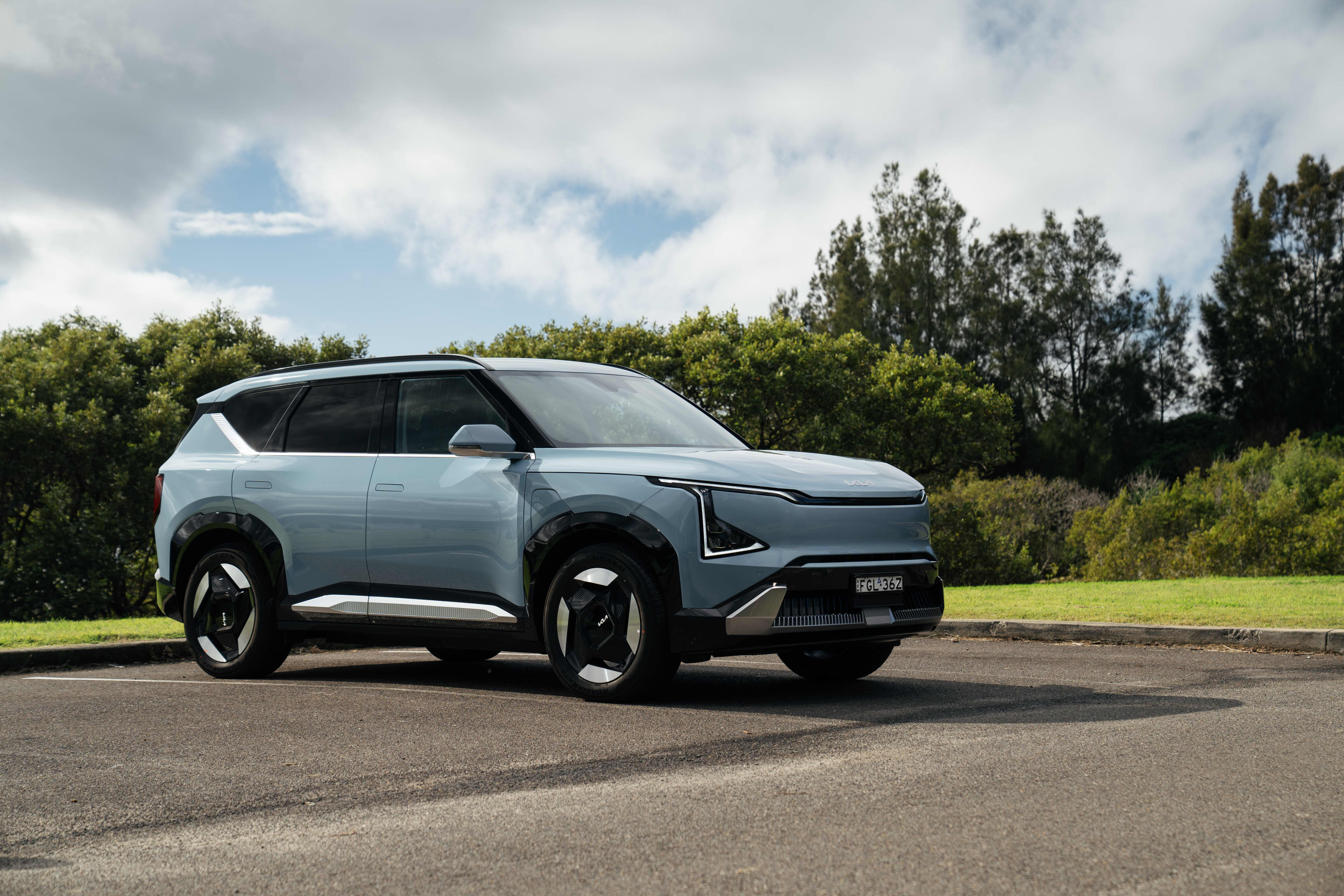 A 2025 Kia EV5 in a car park