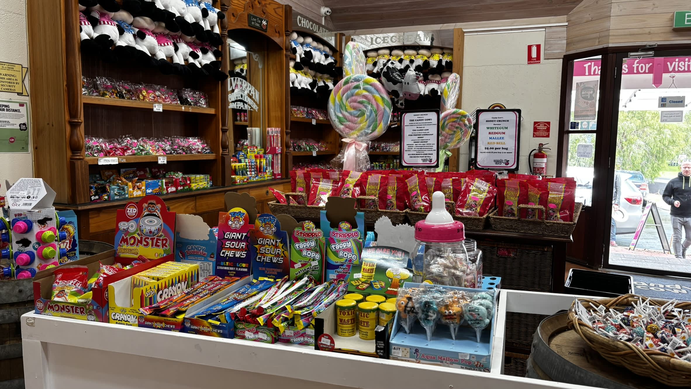 Rows of colourful lollies inside Candy Cow