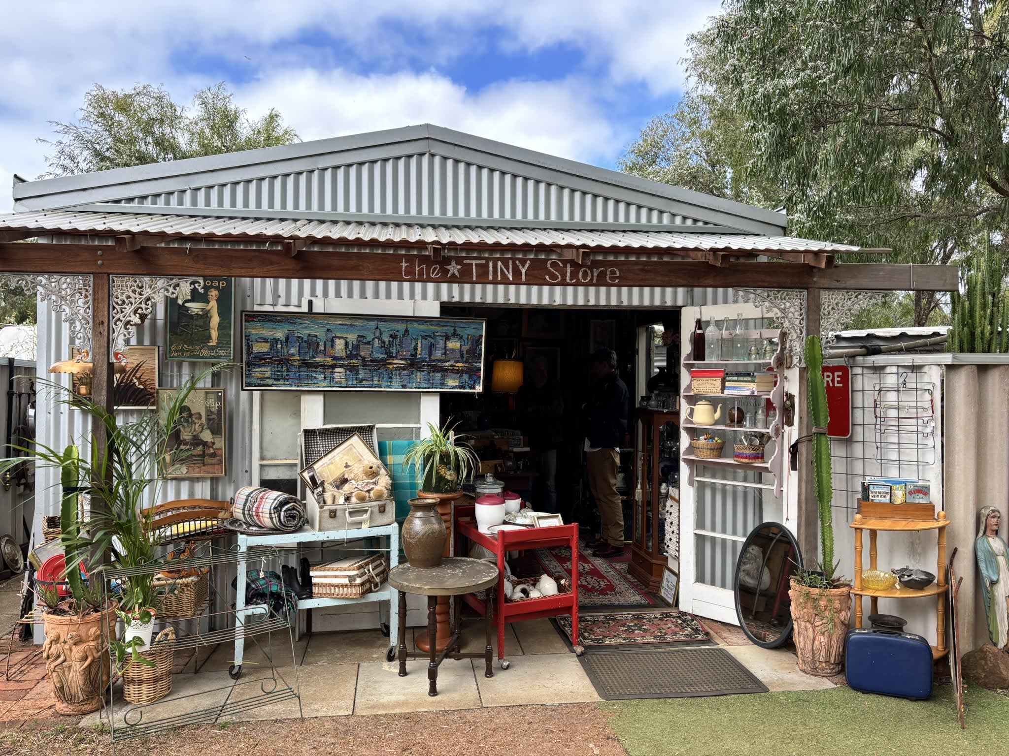 The corrugated iron exterior of the Tiny Store
